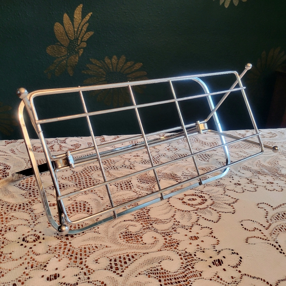 MCM Drinkware 8 Glass Caddy Silver Chrome Atomic 1950s 1960s - Picture 3 of 4